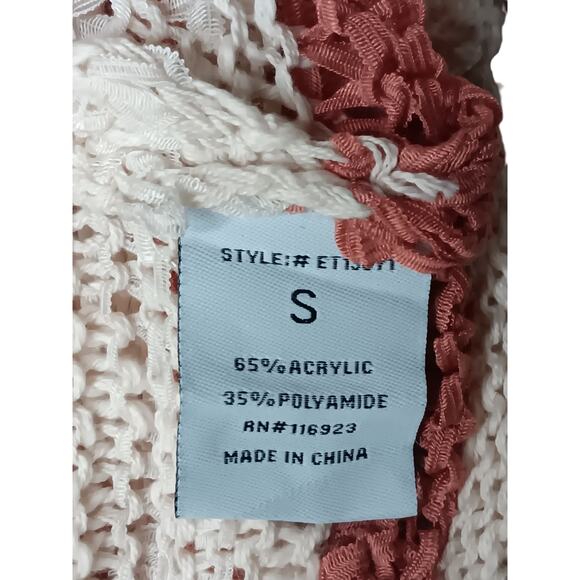 Easel Los Angeles Oversized Open Knit Sweater Small Natural Striped Pullover - Picture 10 of 13